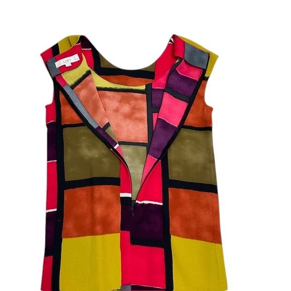 LOFT Color Block Dress Sleeveless Shift Casual Career Party Size 2P‎ - Picture 11 of 13